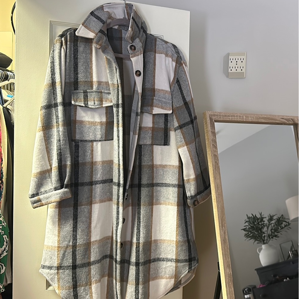Plaid Button-Up Coat